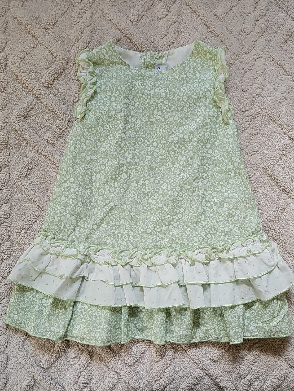 Girls' Light Green Floral Ruffle Dress